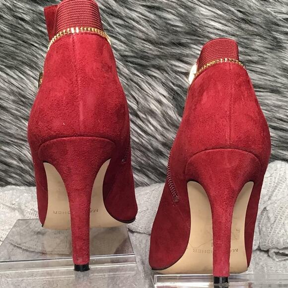Marc Fisher Dark Red Suede Peep Toe Booties 7M - Picture 5 of 6